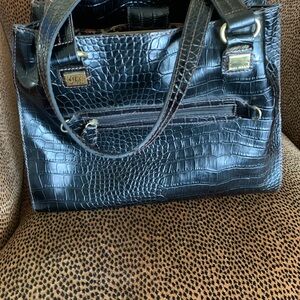 Elegant Mora Mara Black Crocodile-Embossed Women's Bag